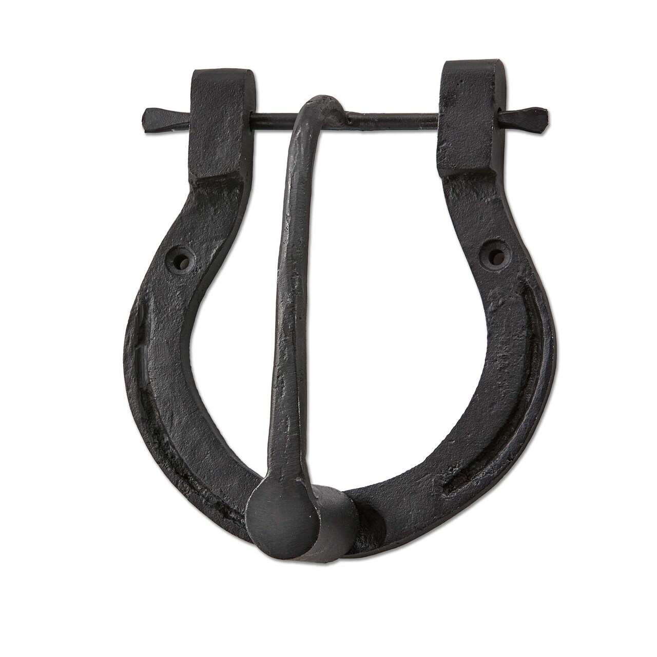Black Iron Horseshoe Door Knocker - Everyday Decorative Door Knocker, 2" H x 6" L x 5.5" W, Easy to Clean